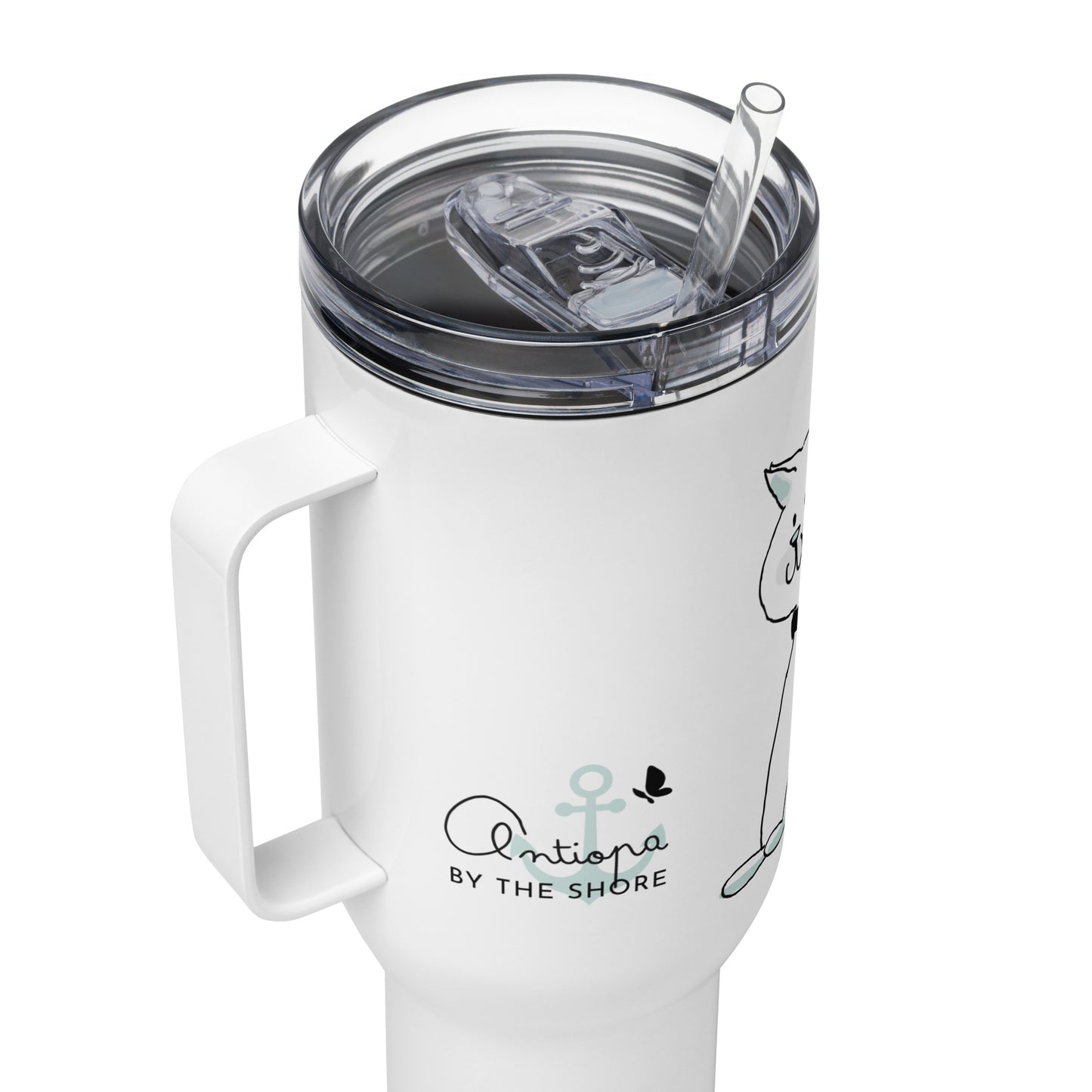 Travel mug with a handle
