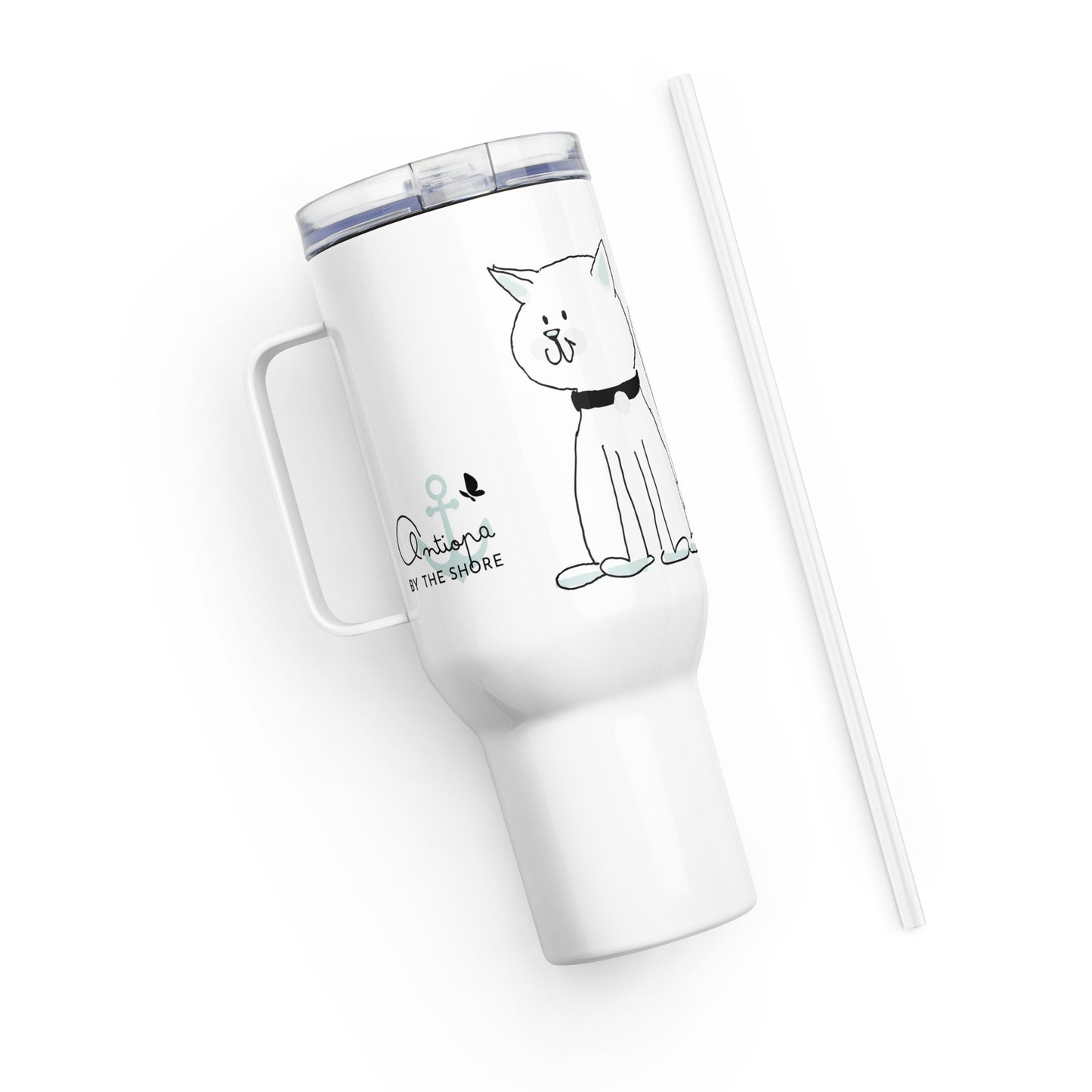 Travel mug with a handle