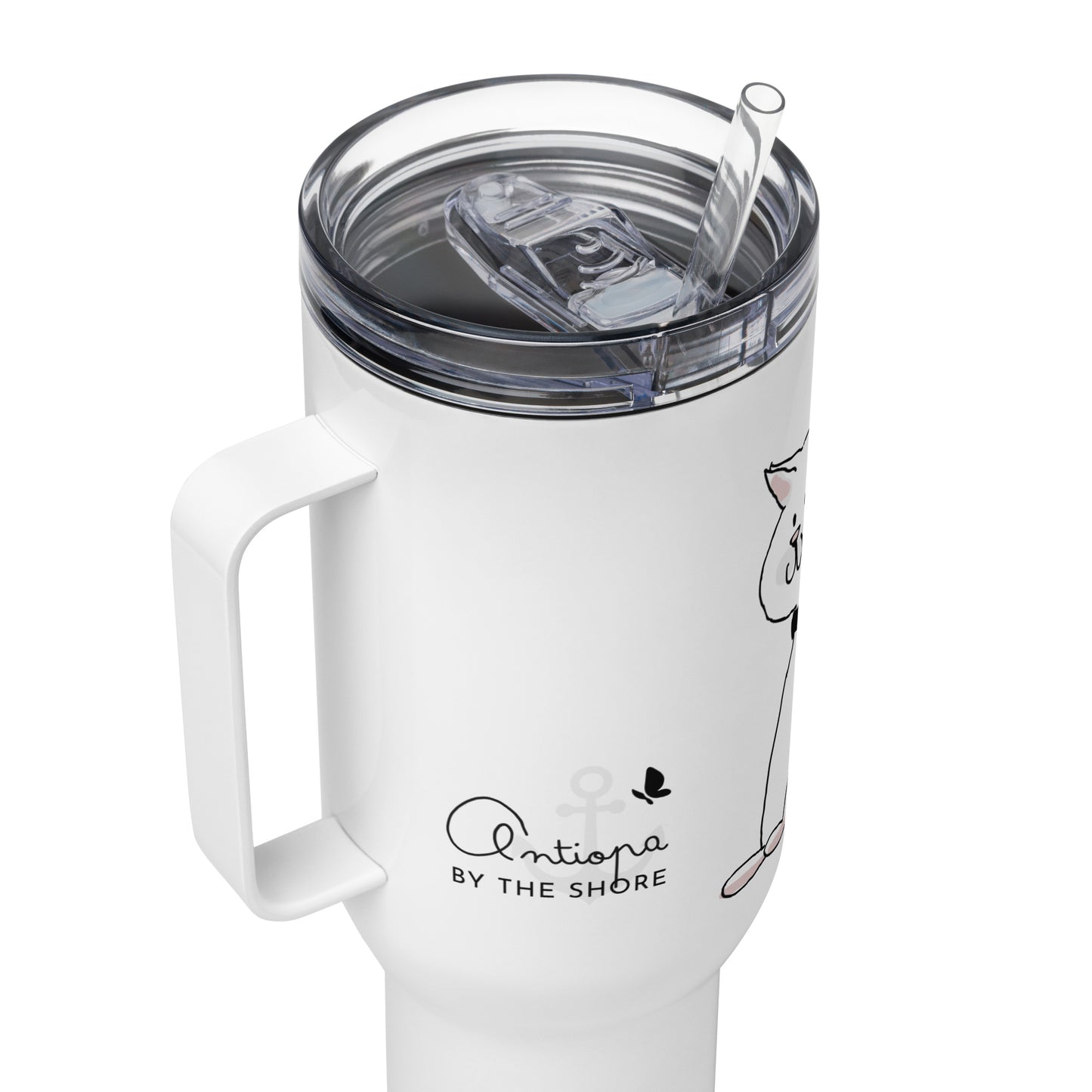 Travel mug with a handle