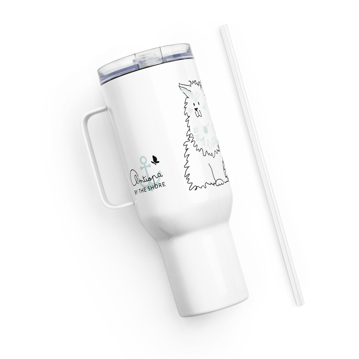 Travel mug with a handle
