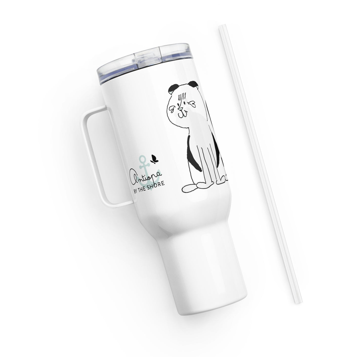 Travel mug with a handle