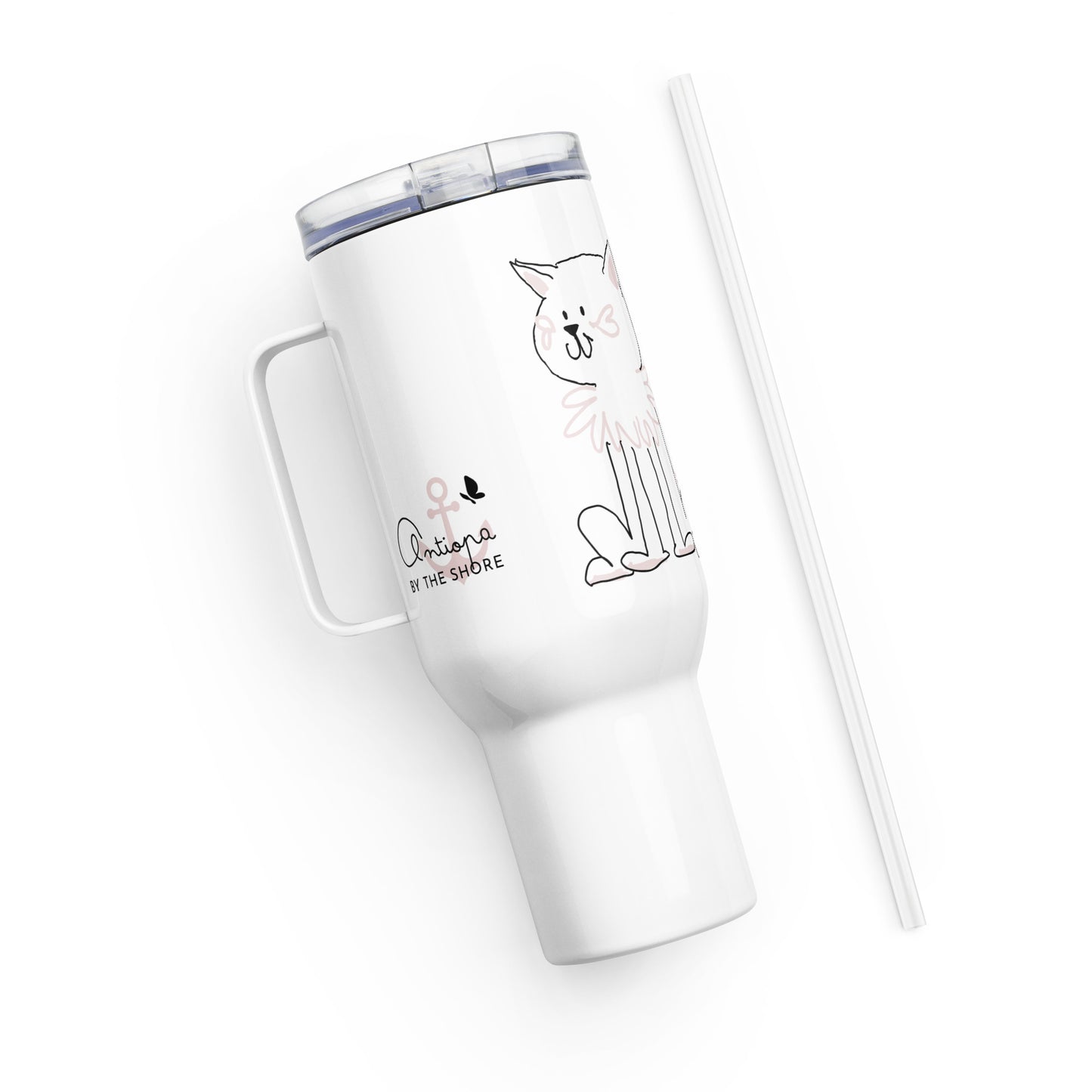 Travel mug with a handle