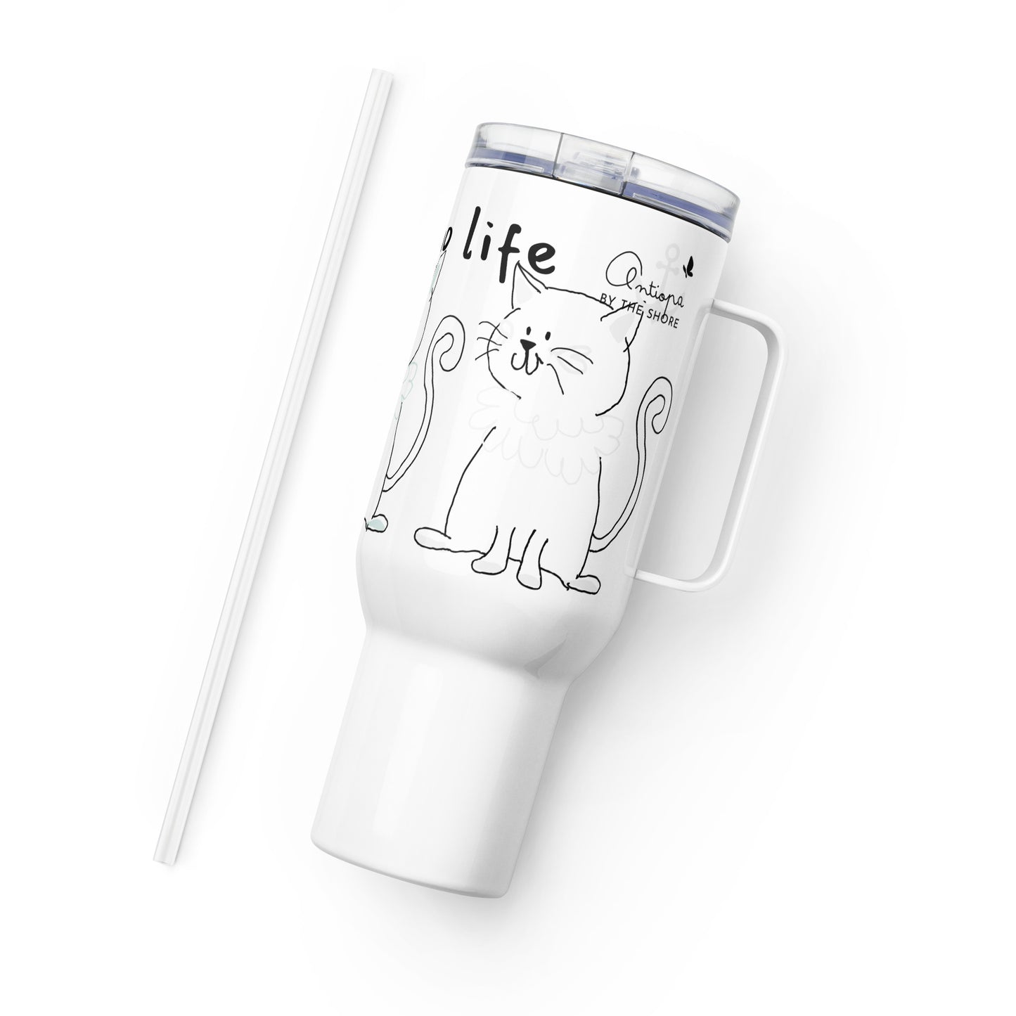 Travel mug with a handle