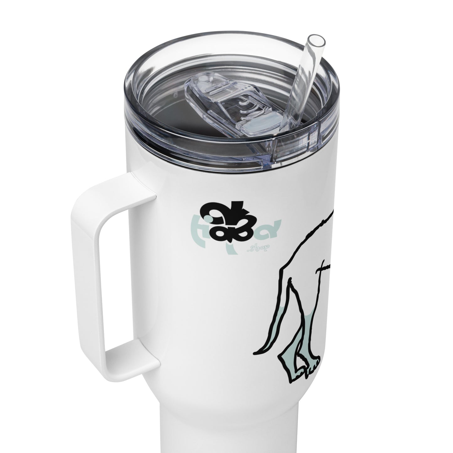 Travel mug with a handle