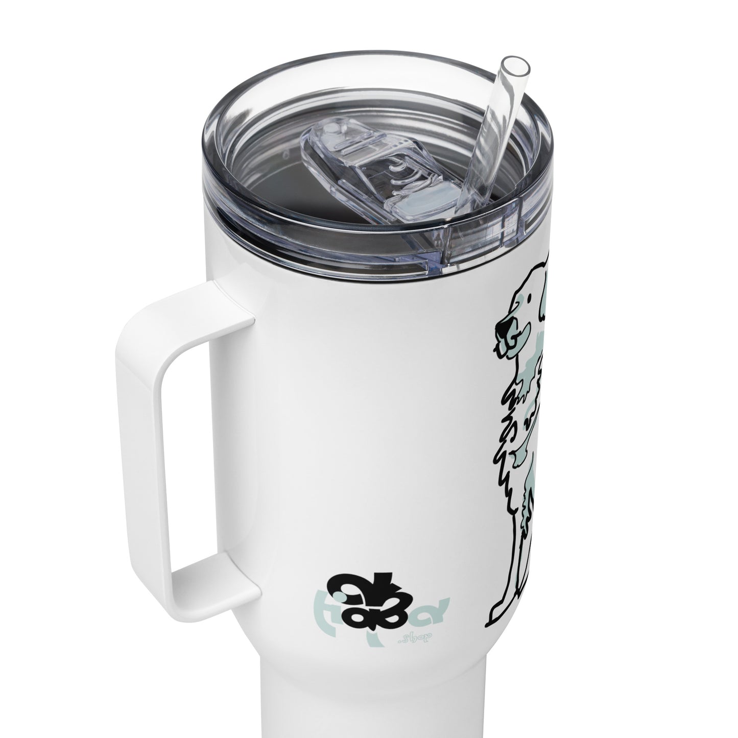 Travel mug with a handle