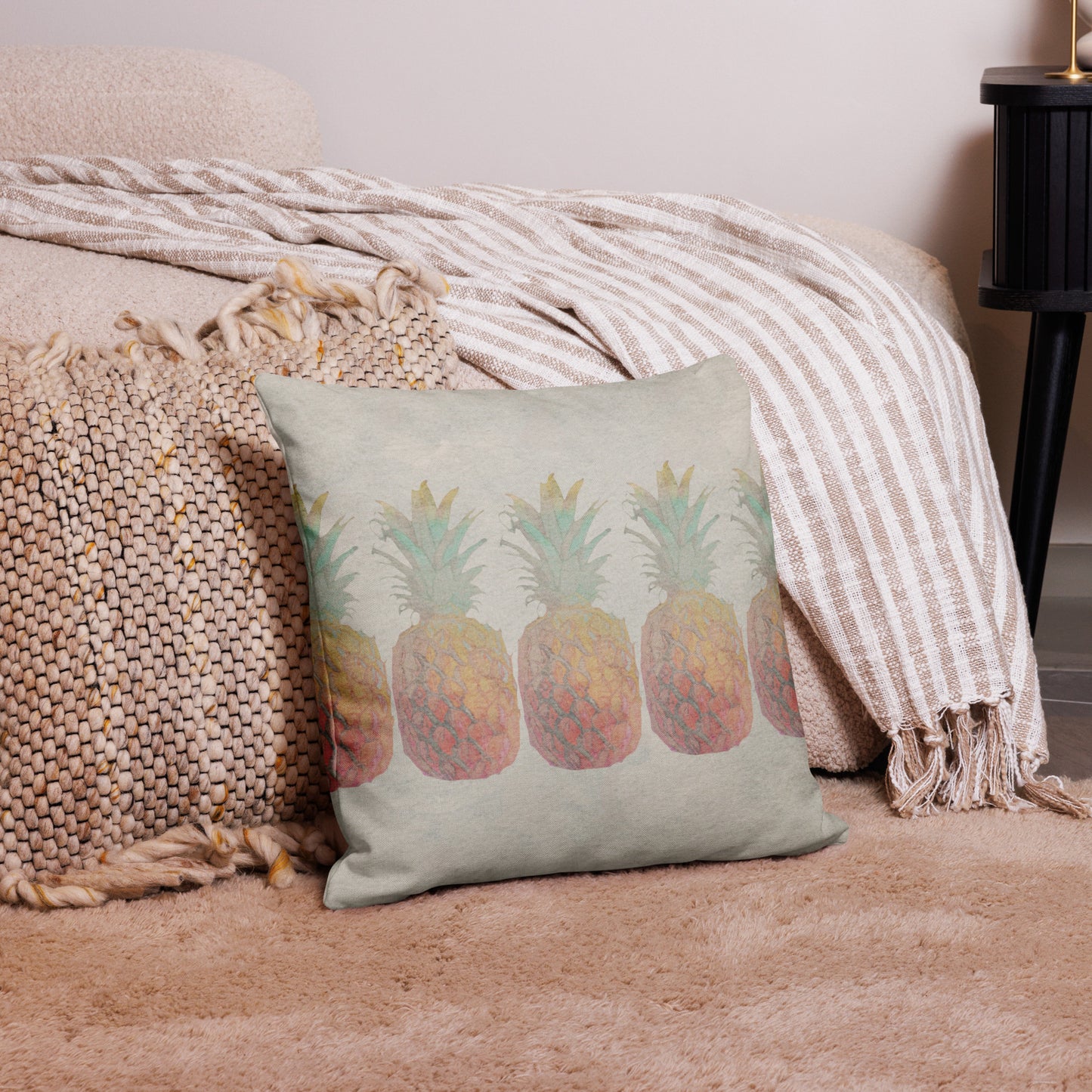 Premium Cushion Cover (Row of Sun-Kissed Pineapples)