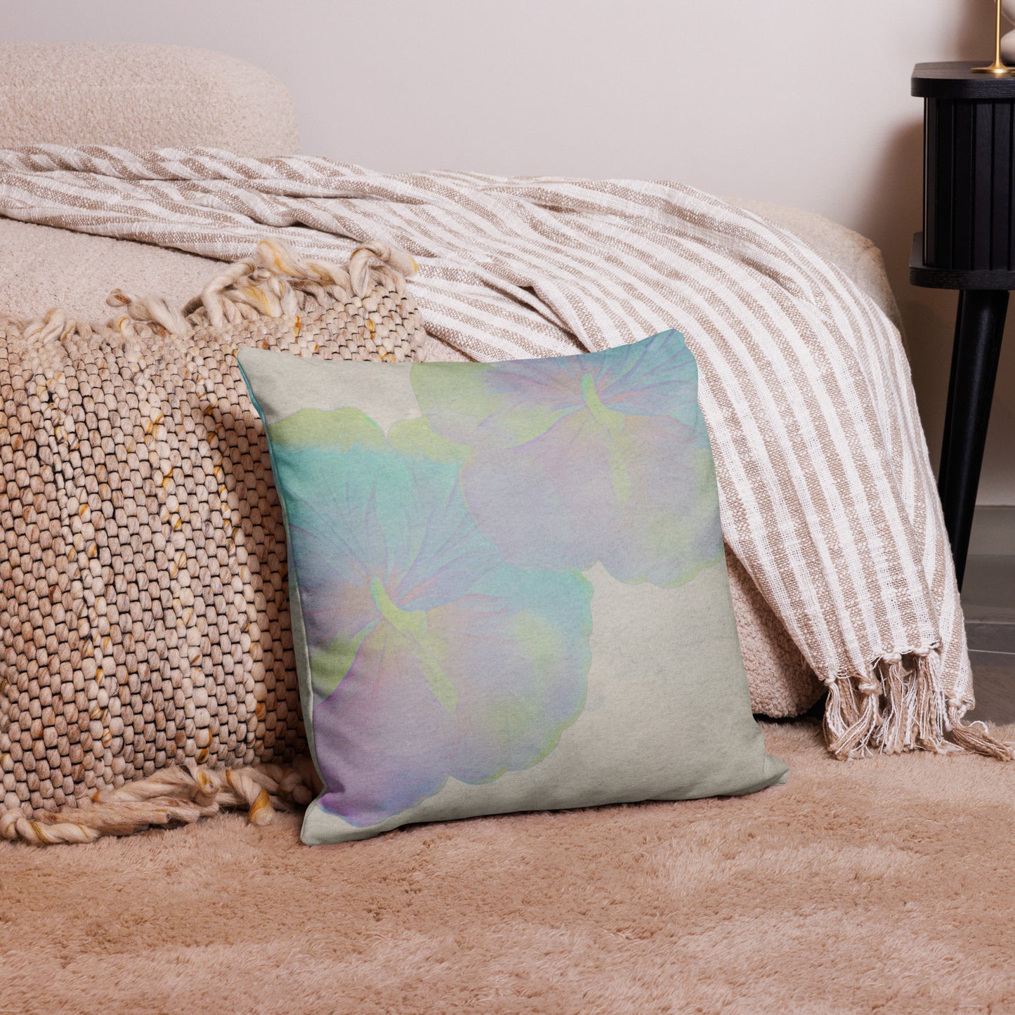Premium Cushion Cover (Misty Pink Hibiscus)
