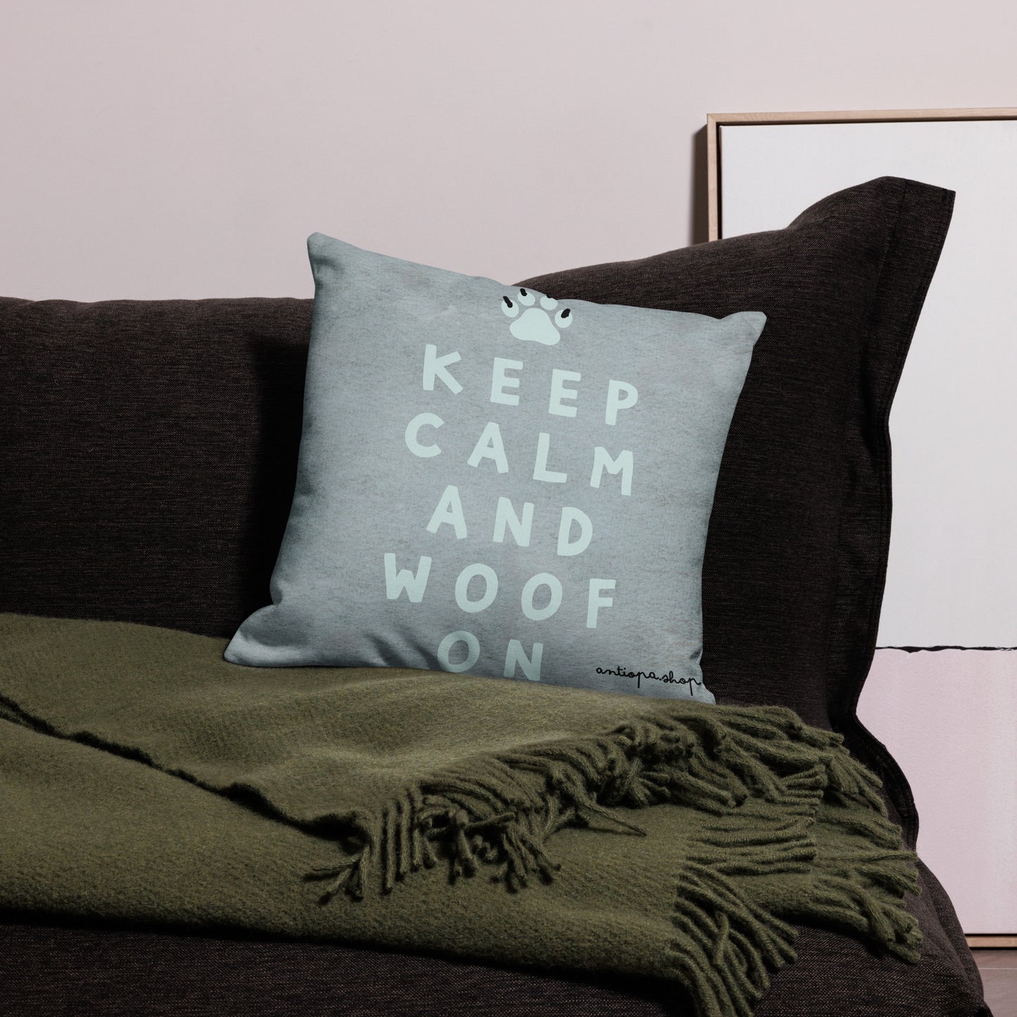 Keep Calm & Woof Premium Cushion Cover