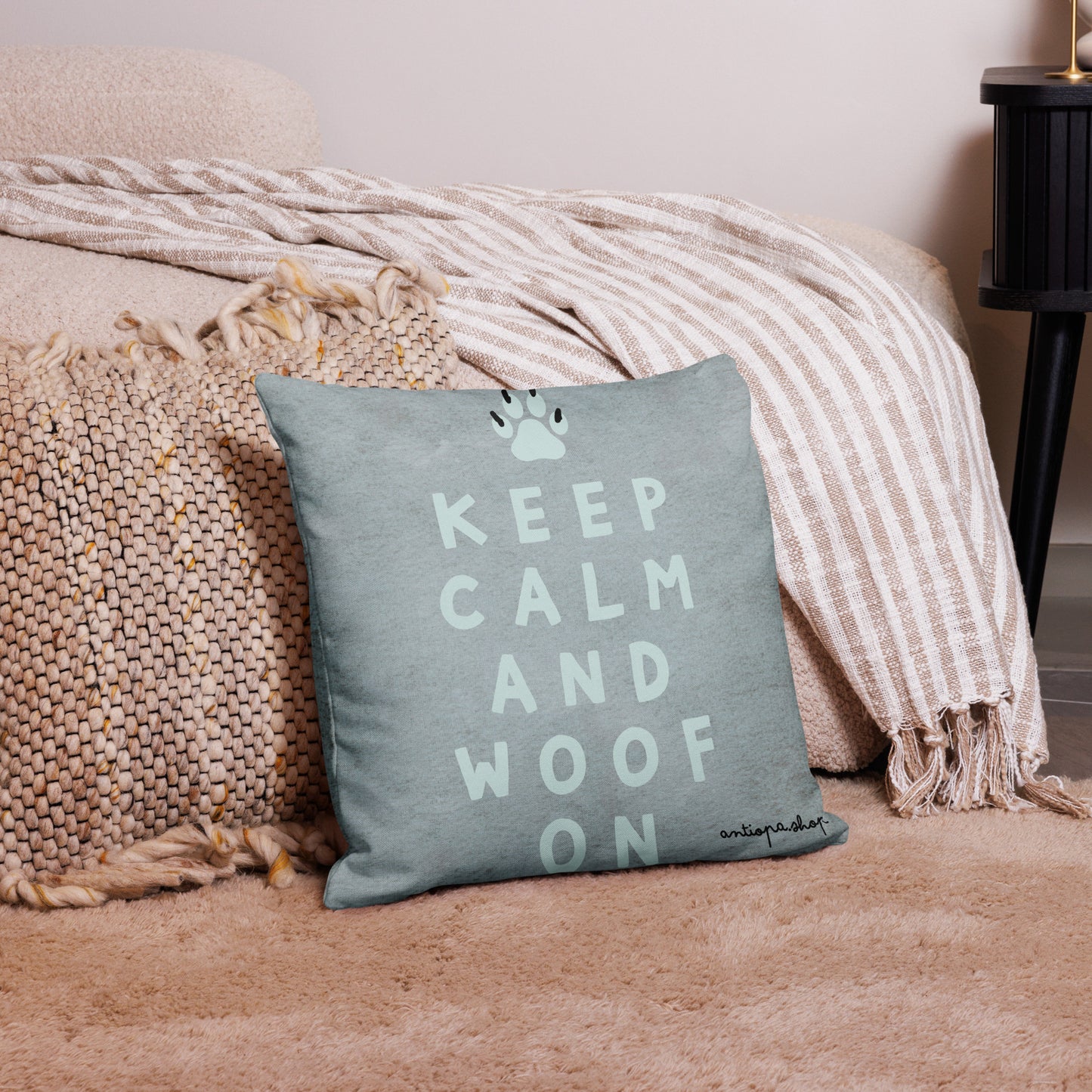 Keep Calm & Woof Premium Cushion Cover