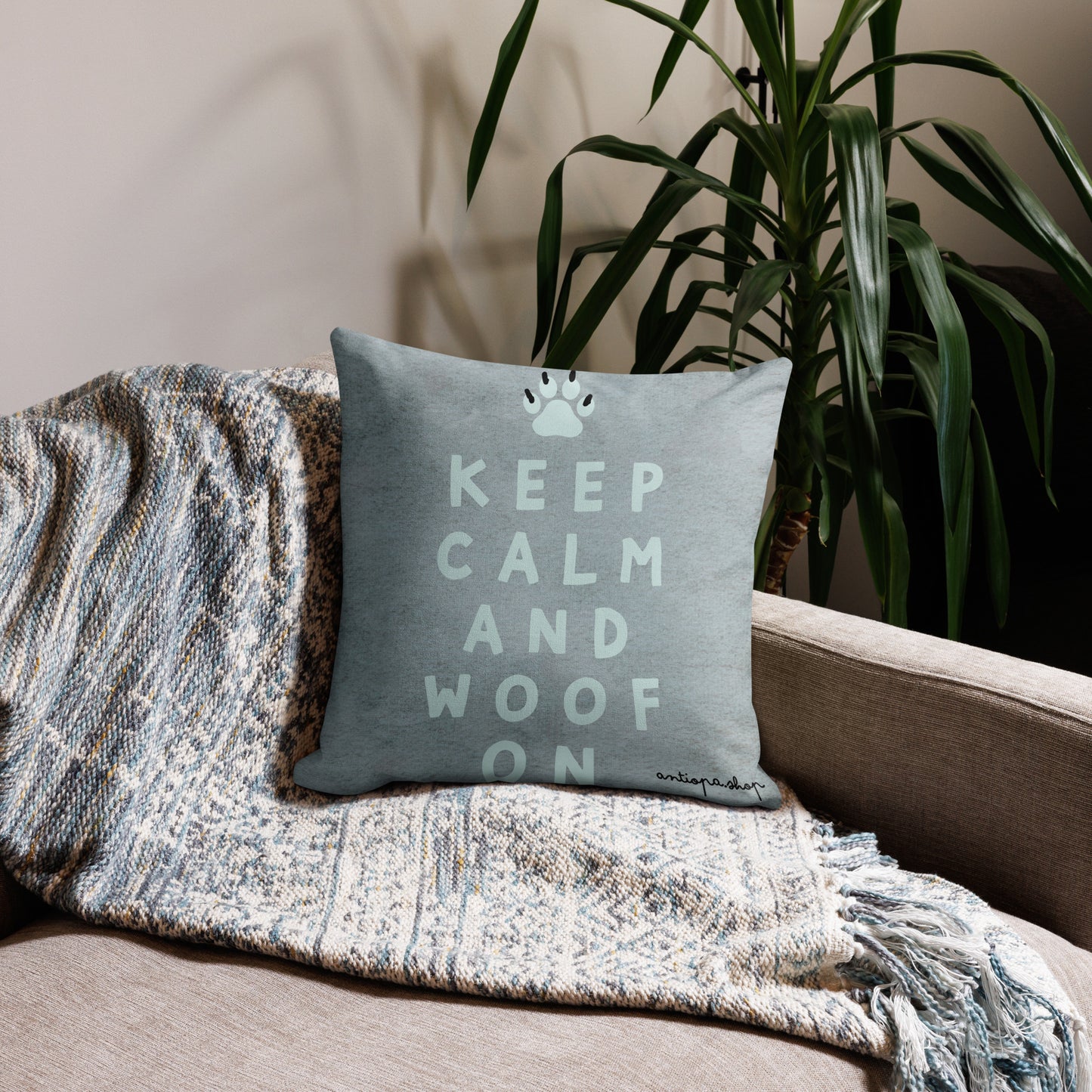 Keep Calm & Woof Premium Cushion Cover