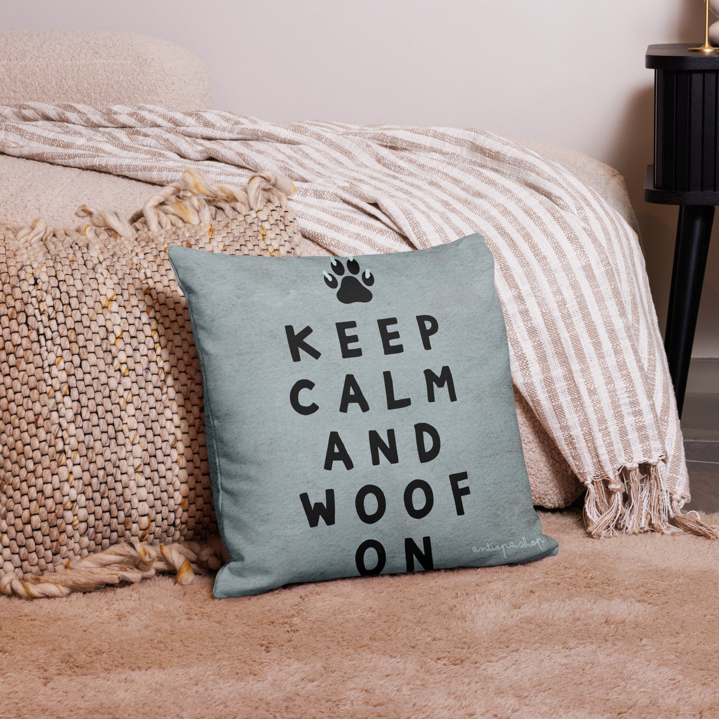 Keep Calm & Woof Premium Cushion Cover