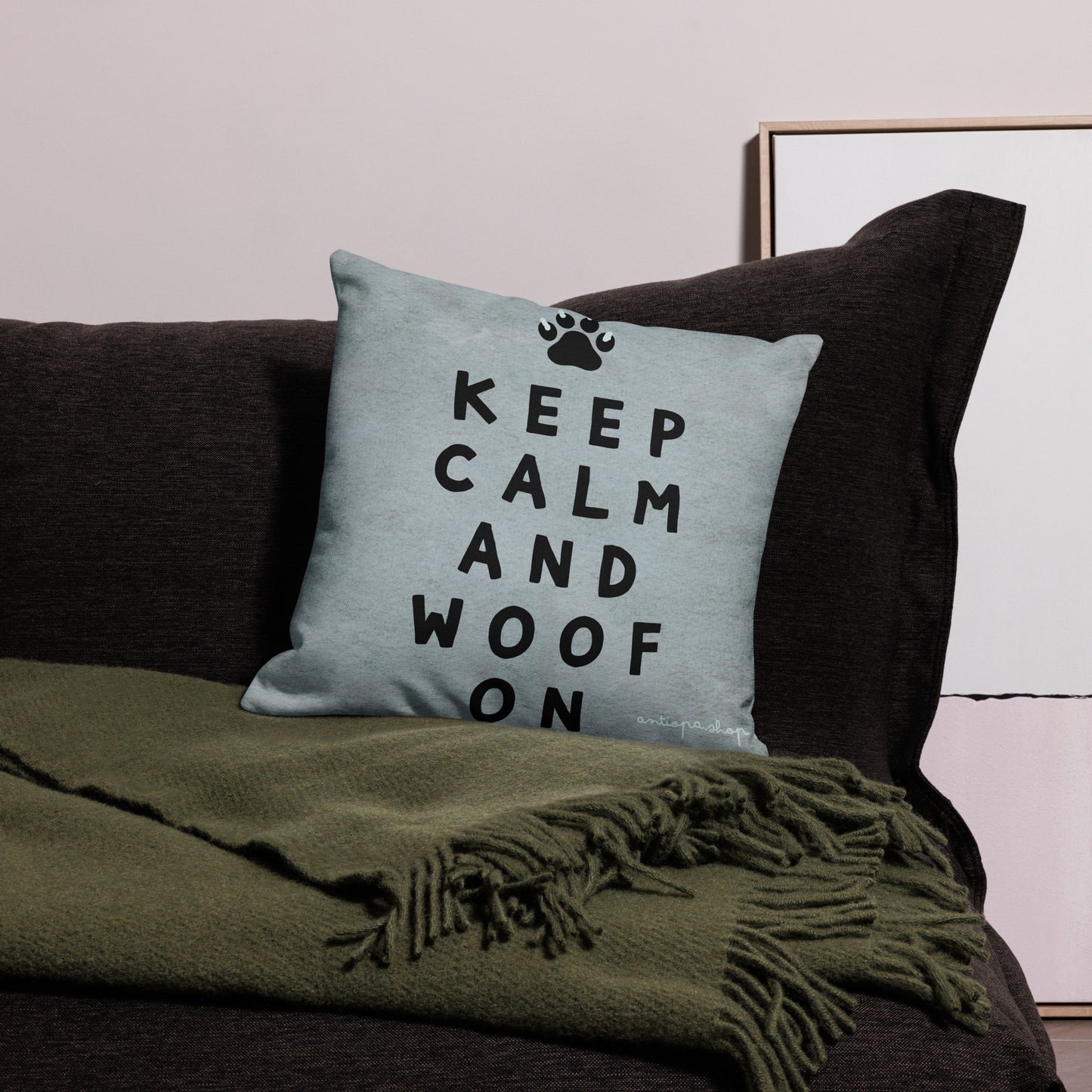 Keep Calm & Woof Premium Cushion Cover