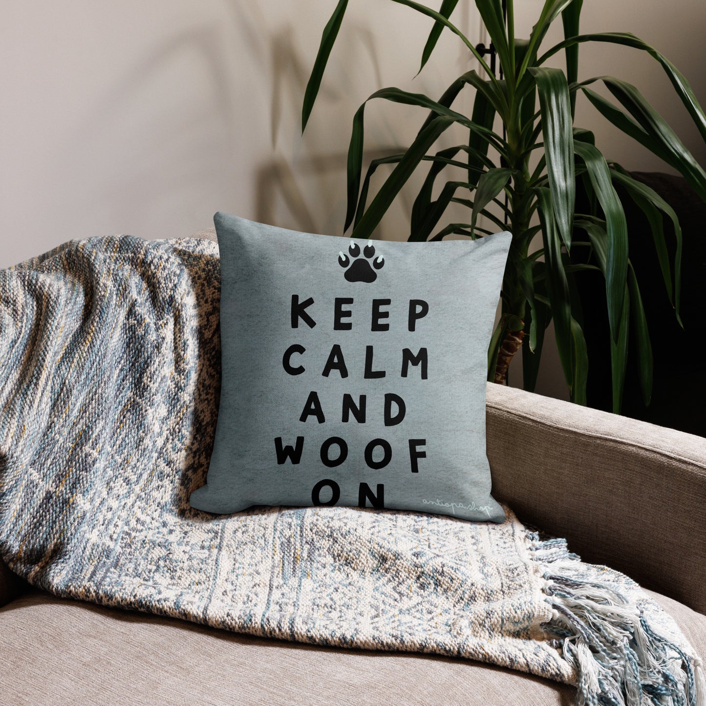 Keep Calm & Woof Premium Cushion Cover