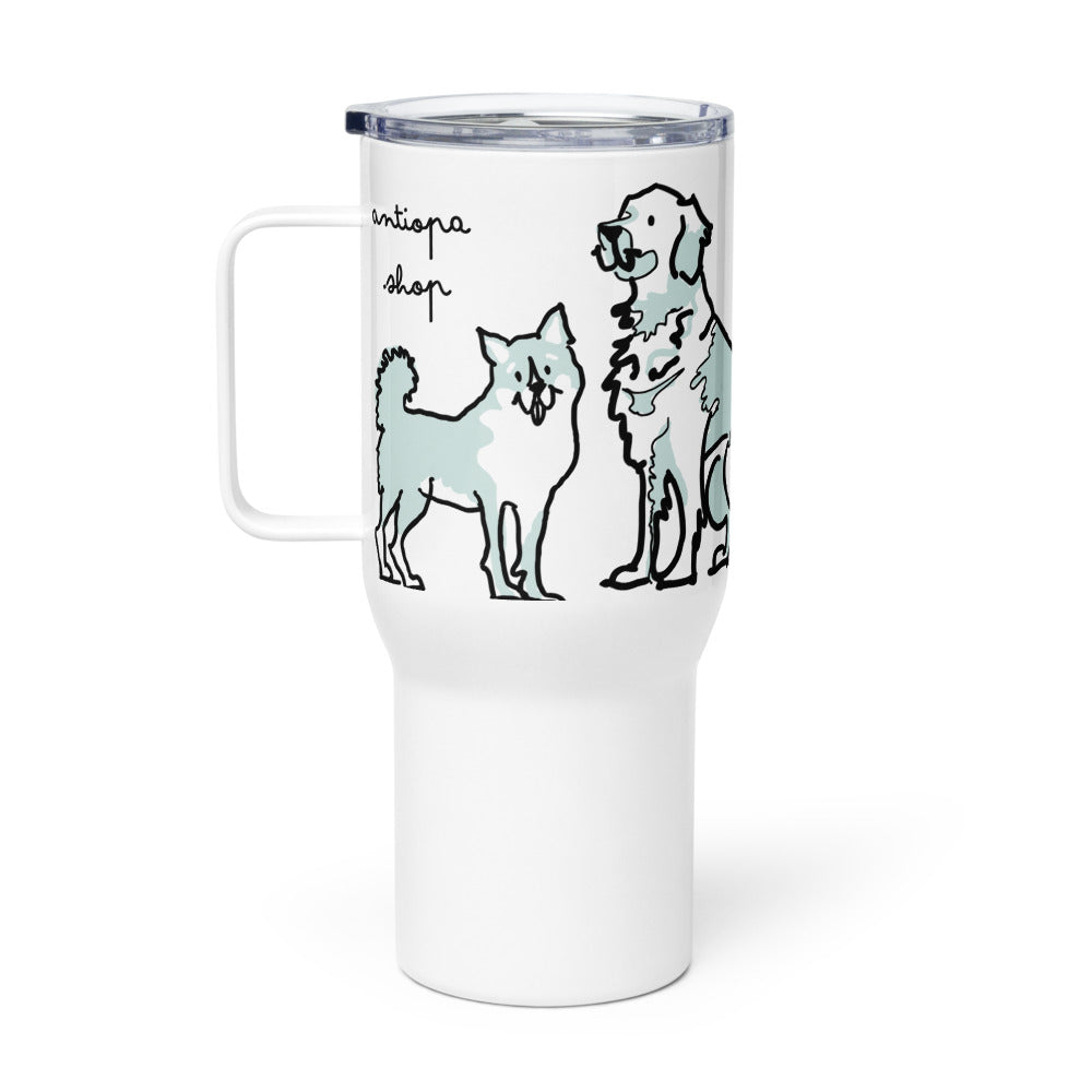 <No Dog, No Life> Travel mug with a handle