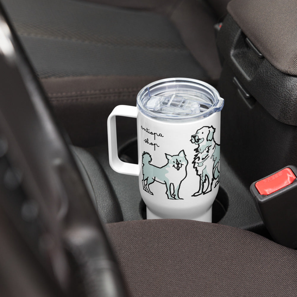 <No Dog, No Life> Travel mug with a handle