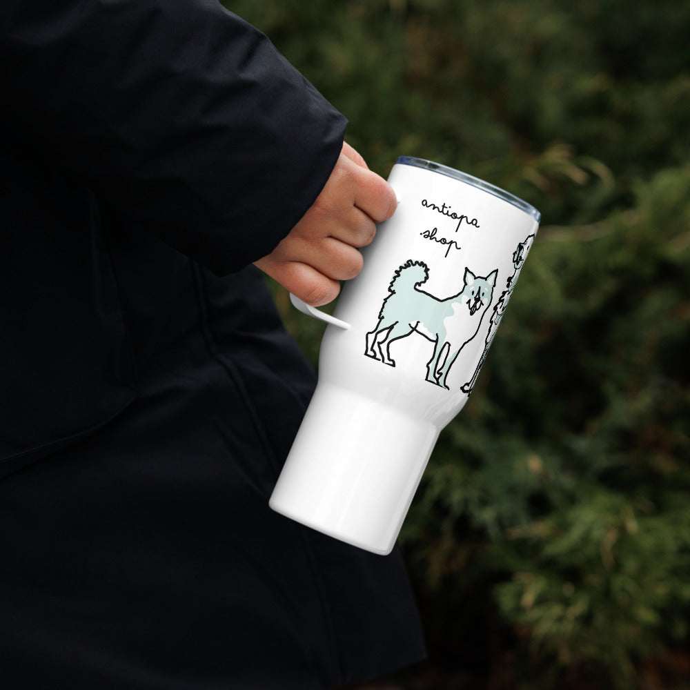 <No Dog, No Life> Travel mug with a handle
