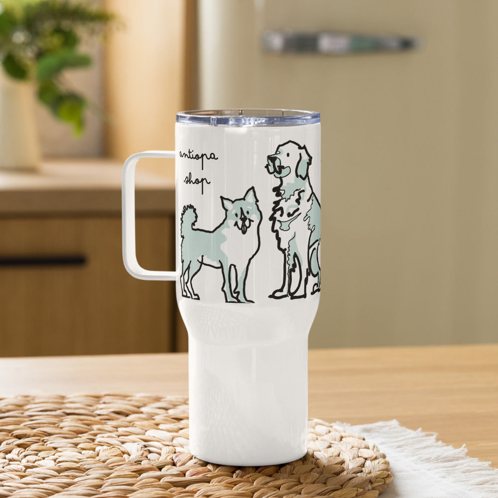 <No Dog, No Life> Travel mug with a handle