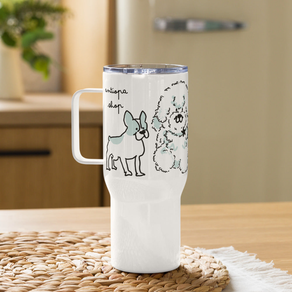 <No Dog, No Life> Travel mug with a handle