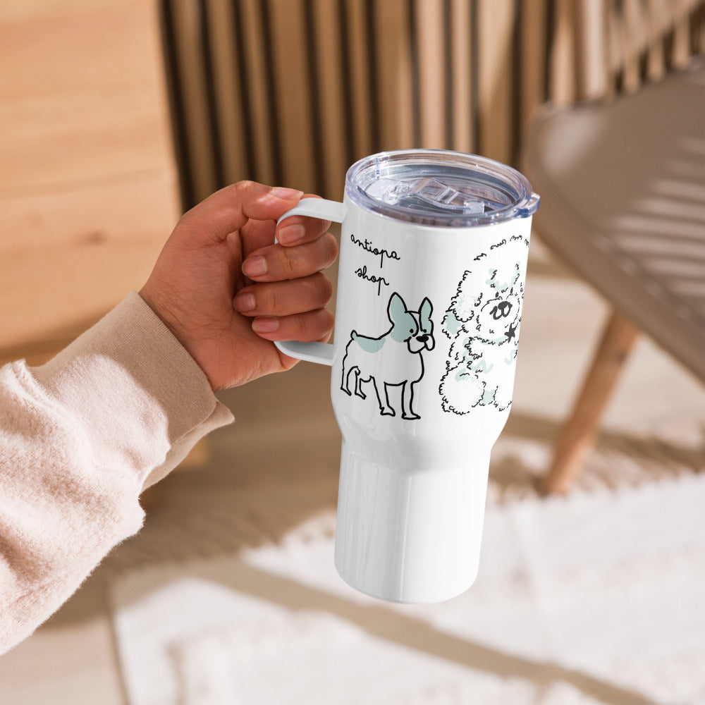 <No Dog, No Life> Travel mug with a handle
