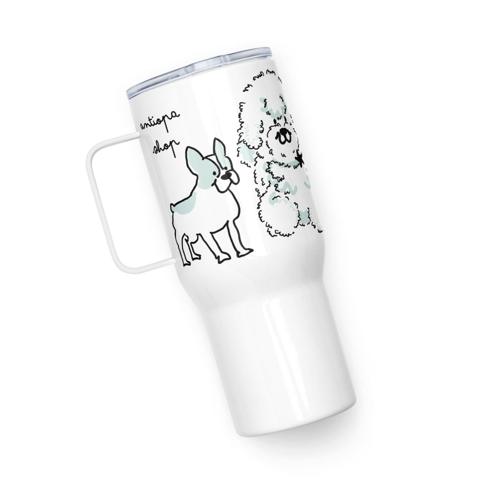 <No Dog, No Life> Travel mug with a handle