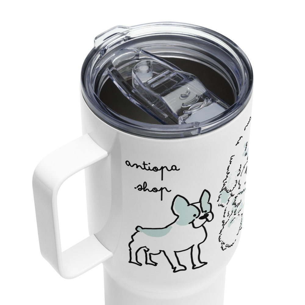<No Dog, No Life> Travel mug with a handle