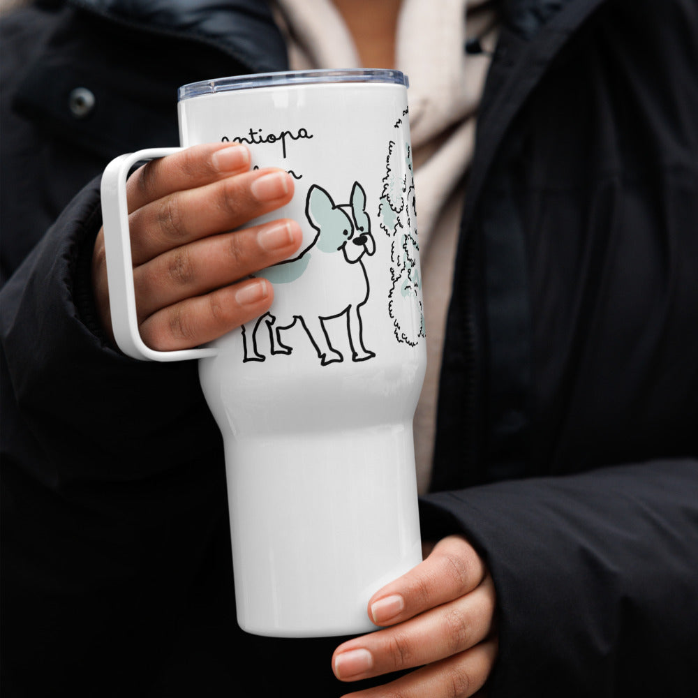 <No Dog, No Life> Travel mug with a handle