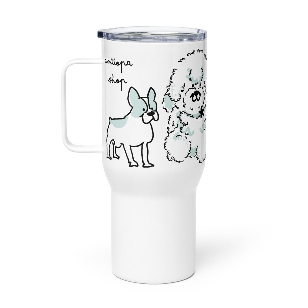 <No Dog, No Life> Travel mug with a handle