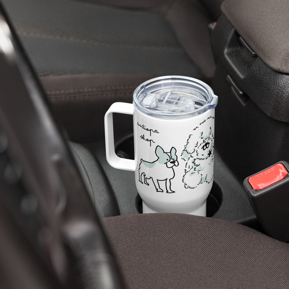 <No Dog, No Life> Travel mug with a handle