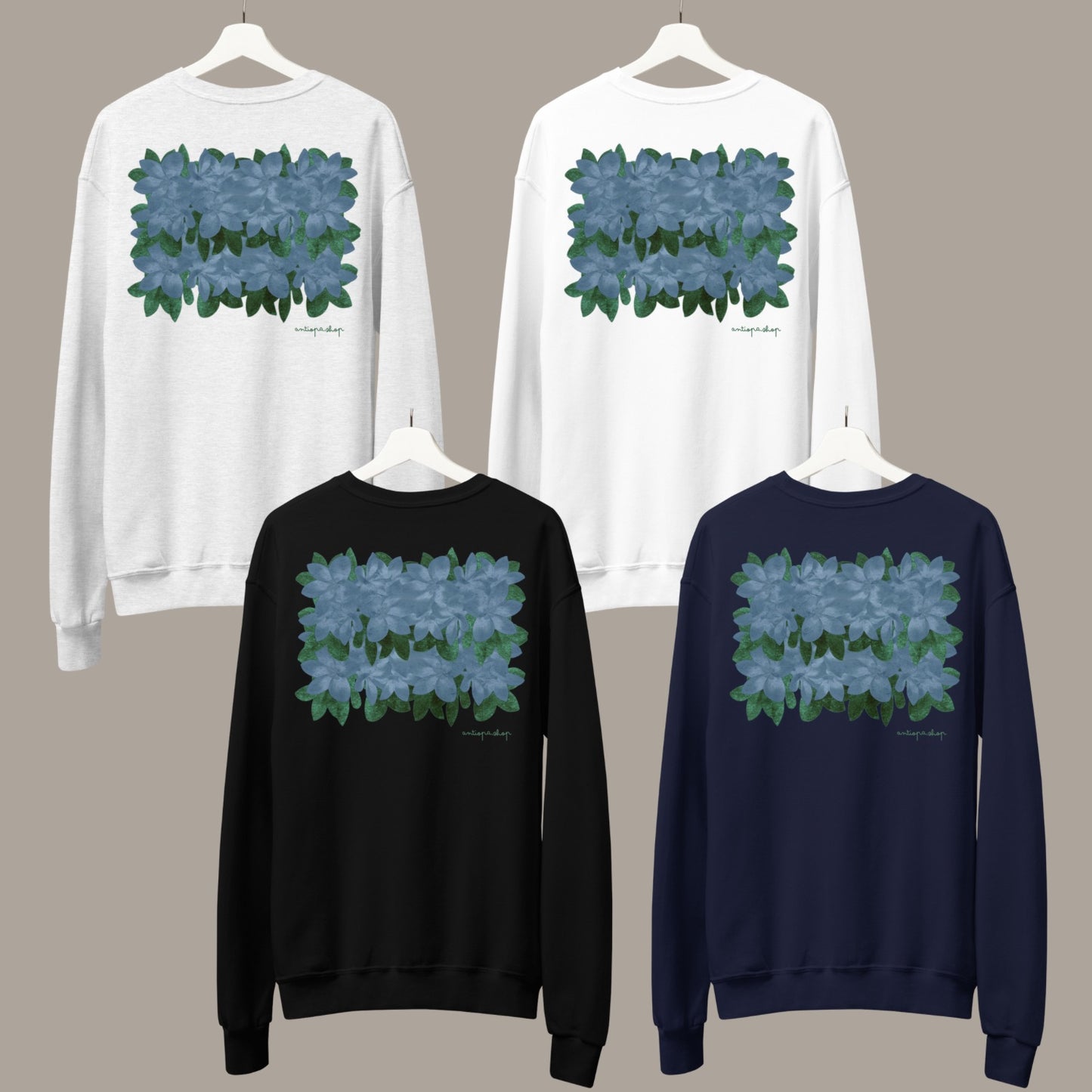 Floral Sweatshirt (Blue-Gray)