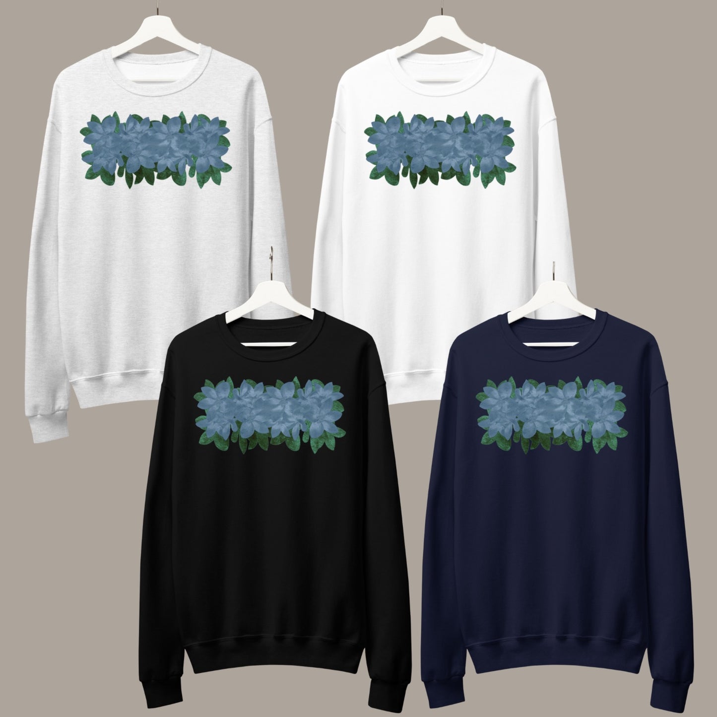 Floral Sweatshirt (Blue-Gray)