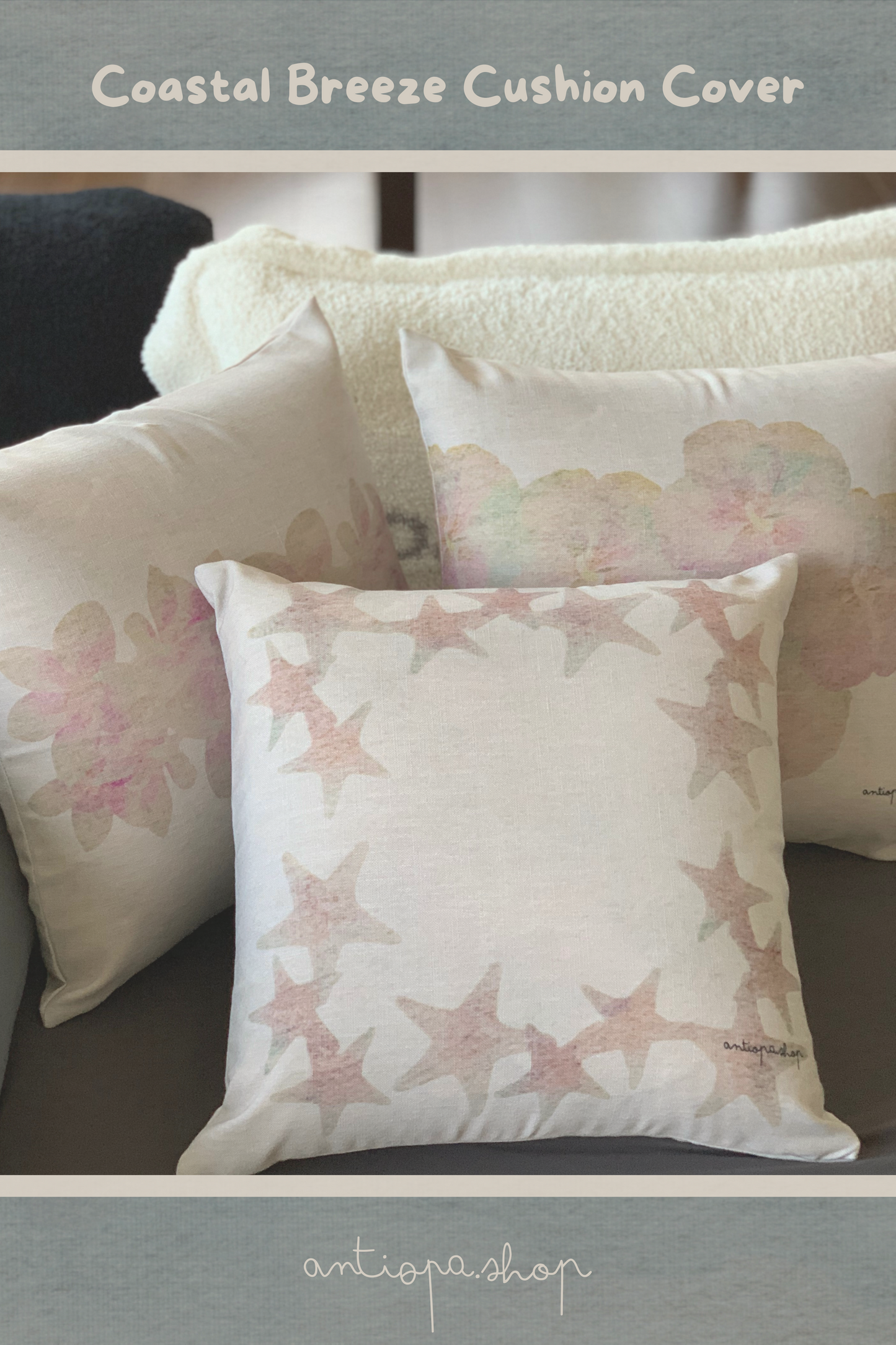 クッションカバー (Sunset Blush Floral)