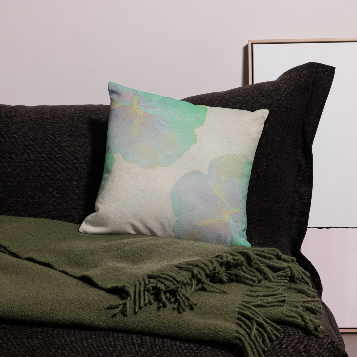 Premium Cushion Cover (Misty Emerald Hibiscus)